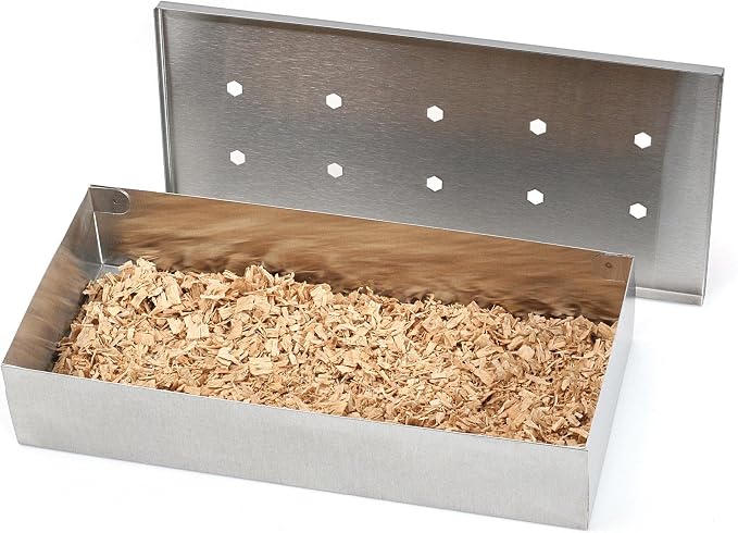 Wenco Pudełko wędzarnicze klasy premium, 20 x 9,5 x 4 cm, stal nierdzewna, odporne na wysokie temperatury, do grilla gazowego i węglowego, kolor srebrny - obrazek 4