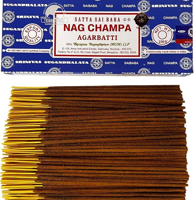 Satya Nag Champa kadzidła, 1 opakowanie 250 g, aromaterapia, medytacja, duchowość, 100% naturalne, przyjazne dla środowiska