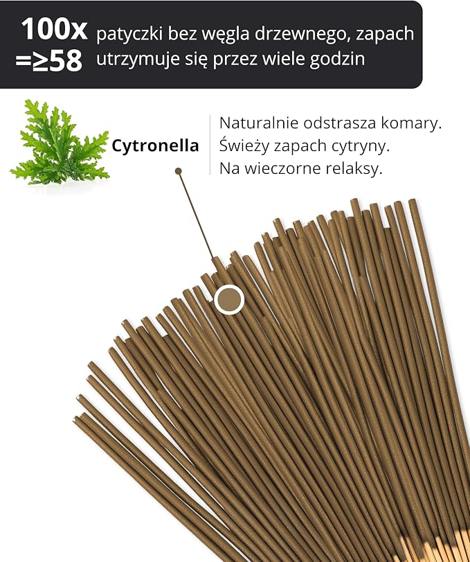 Incensera Kadzidelka Citronella, 100 Sztuk, Do Ogrodu I Tarasu - obrazek 4