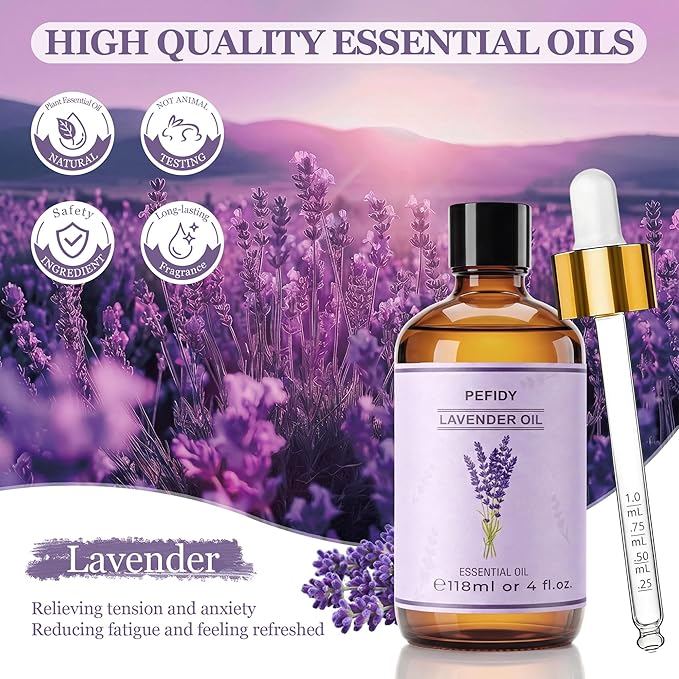olejek eteryczny lawendowy 118 ml, olejek lawendowy 100% naturalny, idealny do aromaterapii, nawilżaczy powietrza, świec zapachowych, relaksu i DIY - obrazek 2