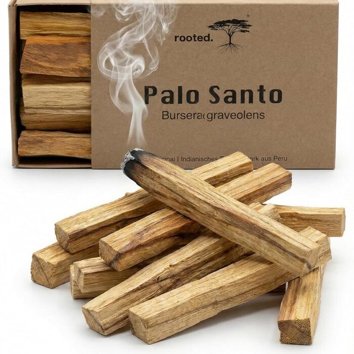 rooted. Oryginalne Palo Santo - indyjskie [drewno dymne] z Peru - święte drewno - 100% kontrolowane i zrównoważone zbiory - Medytacja i rytuały oczyszczania