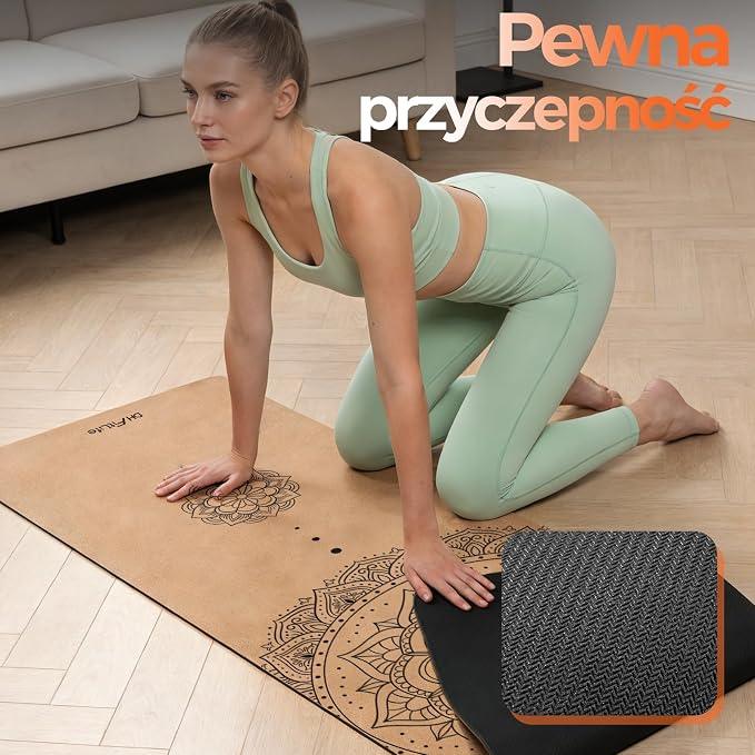 DH FitLife Mata Korkowa Antypoślizgowa z Naturalnego Kauczuku, 6mm | Gotowa do Użycia, Łatwa do Czyszczenia, Wysokiej Jakości Mata do Jogi, Pilatesu i Fitnessu - obrazek 4