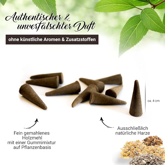 LUXflair Masala stożki kadzidłowe benzoe (25 stożków kadzidłowych), 100% naturalne, z drobno zmielonymi żywicami. Autentyczne i ręcznie wykonane w Indiach - obrazek 5