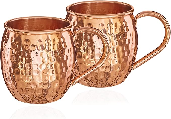 NKlaus 2x kubek miedziany czysta miedź 100% Ayuverda kubek miedziany owalny Moscow Mule 500 ml 11261
