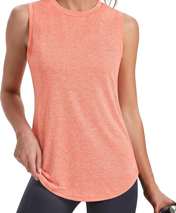 Gyabnw Damski tank top sportowy na siłownię bez rękawów koszula na siłownię damska okrągły dekolt z tyłu oddychająca siatka fitness joga bieganie taniec