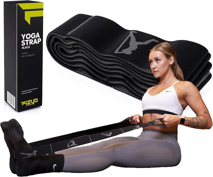 Fizyo Pasek do Jogi z 10 Pętlami - Elastyczna Taśma do Rozciągania Nóg, Fitnessu, Pilatesu, Tańca, Gimnastyki, Rehabilitacji, Rozciągliwy Pas do Fizjoterapii i Treningu