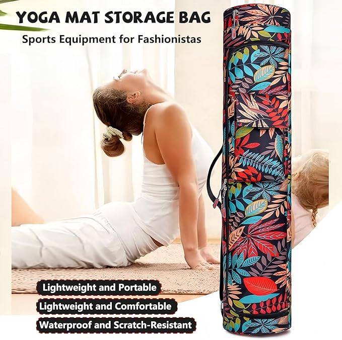 Aucuu Torba Do Jogi, Torba Na Matę Do Jogi, Torba Sportowa Damska Z Kieszenią Na Mokrą, Regulowany Pasek Na Ramię, Torba Do JogI, Na Pilates, Akcesoria Do Jogi, 76 X 16 Cm - obrazek 7