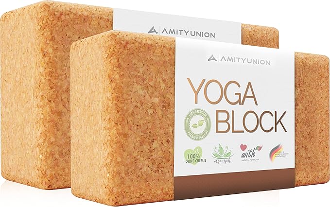 Zestaw klocków do jogi 2 korki 100% naturalny - Hatha Klotz również dla początkujących Medytacja i pilates, pleców, ćwiczeń rozciągających i treningu blokującego,
