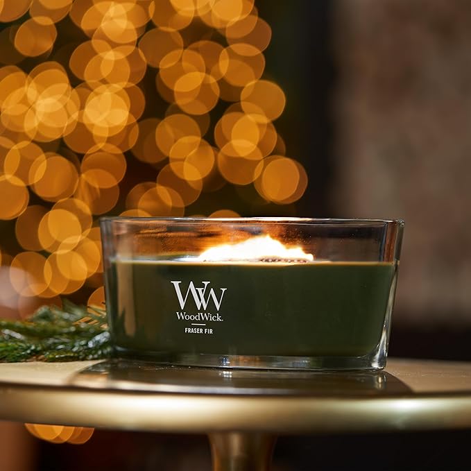 Woodwick Świeca zapachowa Ellipse | Fraser Fir | z trzaskającym knotem | Czas palenia: do 50 godzin - obrazek 3