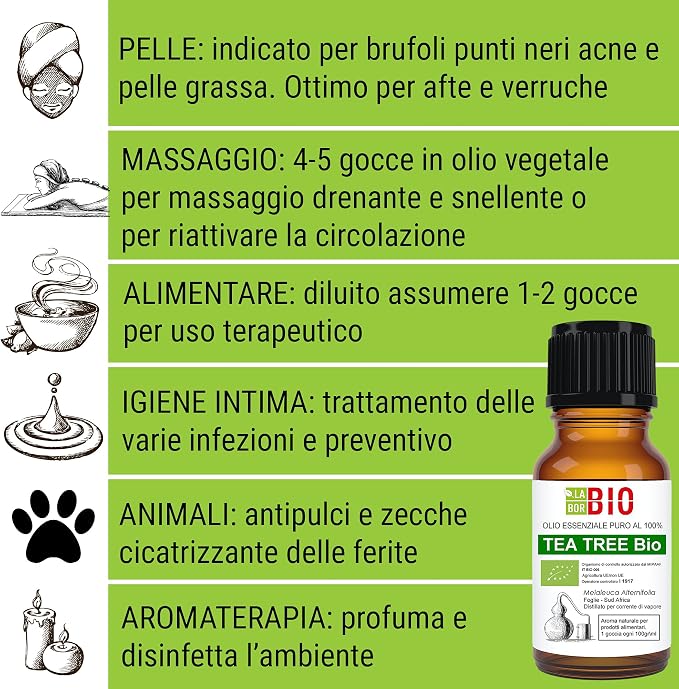 Tea tree Olejek Eteryczny Bio - 100% Czysty i Naturalny 30 ml - Aromaterapia Terapeutyczny Kosmetyk - Laborbio - obrazek 3