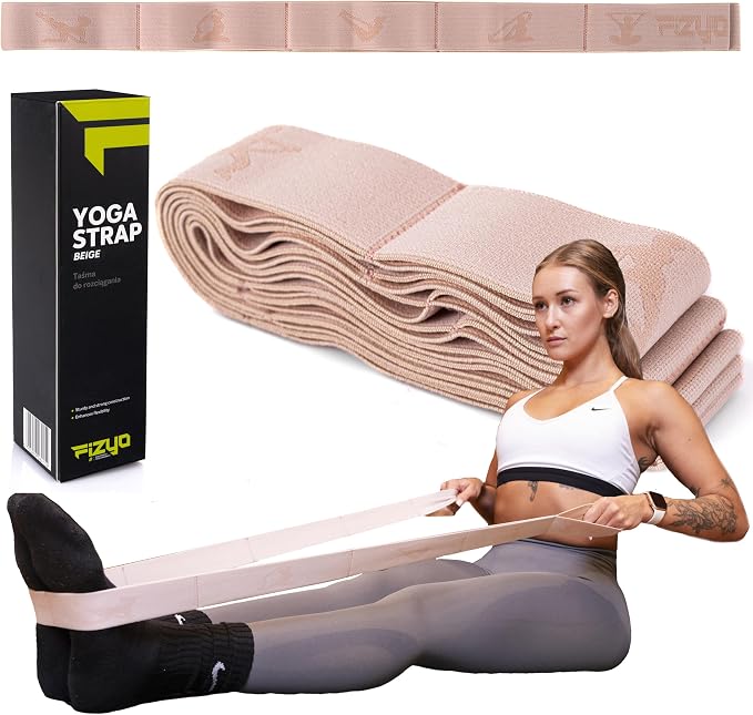Fizyo Pasek do Jogi z 10 Pętlami - Elastyczna Taśma do Rozciągania Nóg, Fitnessu, Pilatesu, Tańca, Gimnastyki, Rehabilitacji, Rozciągliwy Pas do Fizjoterapii i Treningu