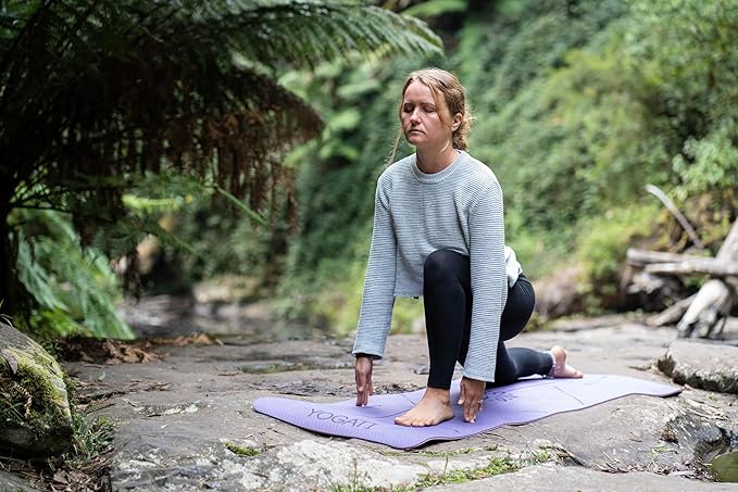 YOGATI Yoga Mat z linii wyrównania. Maty do jogi z paskiem do przenoszenia idealne do Pilates i Fitness Workout, Eco Friendly Non Slip Grube maty do jogi dla kobiet i mężczyzn - Yoga Mat. - obrazek 5