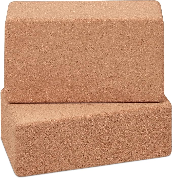 Relaxdays Blok do jogi, zestaw 2 szt., korkowe klocki do jogi, do ćwiczeń jogi, wys. x gł.: 12 x 22,5 x 7 cm, antypoślizgowe kostki do jogi, naturalne