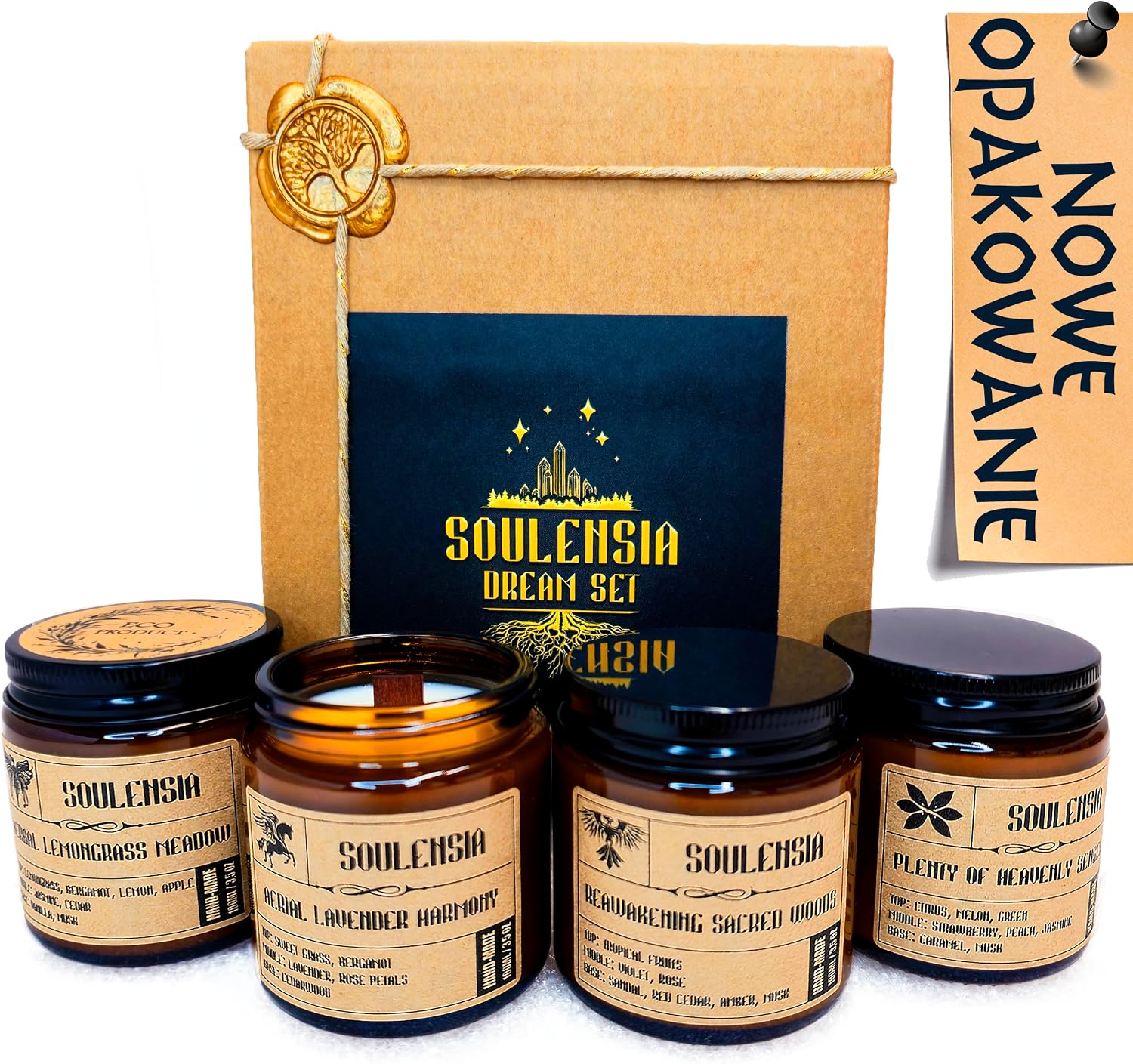 Zestaw świec zapachowych Świece Sojowe w słoiku z naturalny wosk sojowy, handmade, eco Świeczek 4x100 ml Do aromaterapii, redukujące stres, na prezenty urodzinowe, walentynkowe, świąteczne - obrazek 2