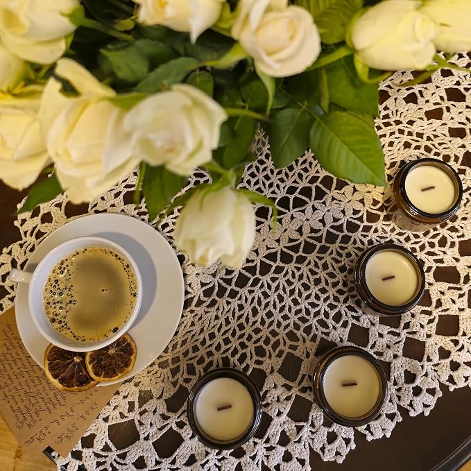 Zestaw świec zapachowych Świece Sojowe w słoiku z naturalny wosk sojowy, handmade, eco Świeczek 4x100 ml Do aromaterapii, redukujące stres, na prezenty urodzinowe, walentynkowe, świąteczne - obrazek 5