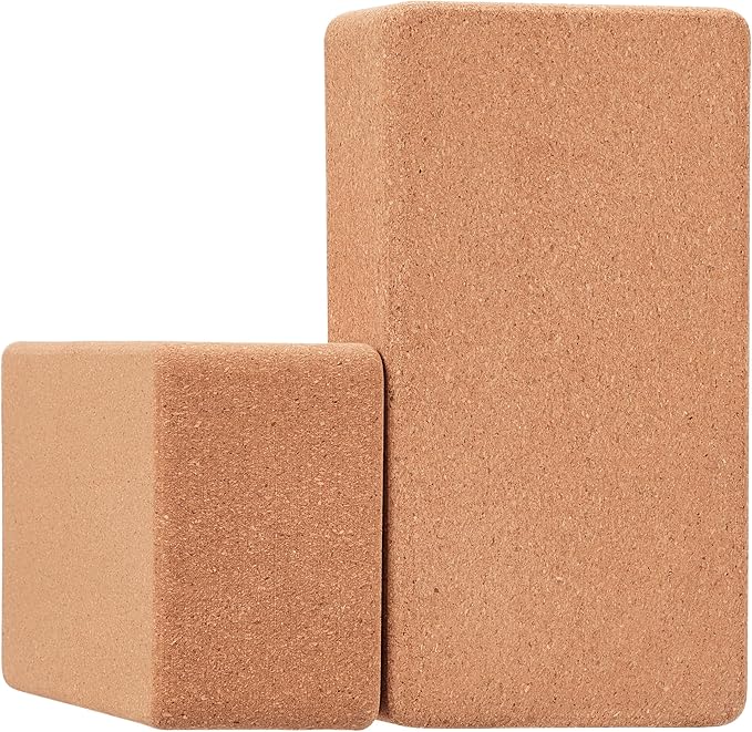 Relaxdays Blok do jogi, zestaw 2 szt., korkowe klocki do jogi, do ćwiczeń jogi, wys. x gł.: 12 x 22,5 x 7 cm, antypoślizgowe kostki do jogi, naturalne - obrazek 6