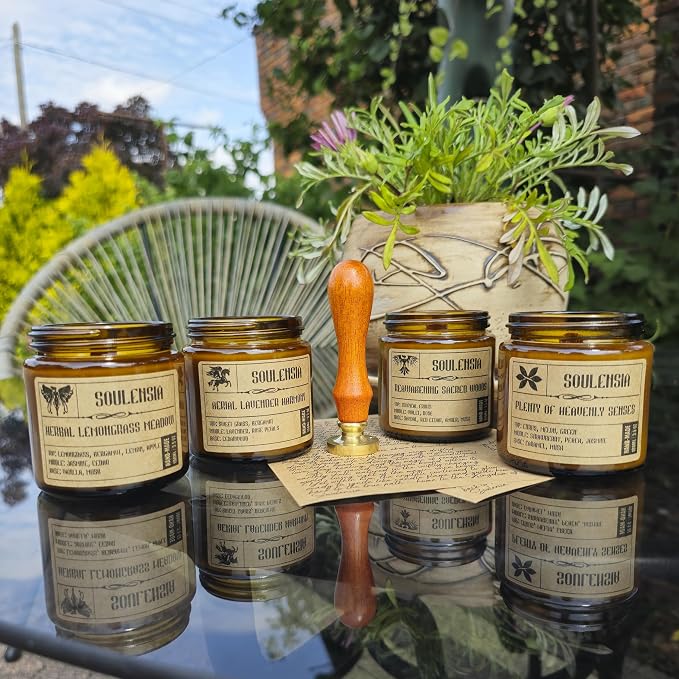 Zestaw świec zapachowych Świece Sojowe w słoiku z naturalny wosk sojowy, handmade, eco Świeczek 4x100 ml Do aromaterapii, redukujące stres, na prezenty urodzinowe, walentynkowe, świąteczne - obrazek 3